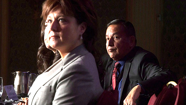 Premier Clark and Chief Phillip (Darryl Dick--The Canadian Press)