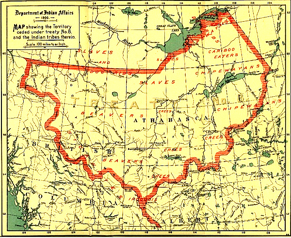 A federal government map showing the boundaries of Treaty 8 -- Photo By Government of Canada